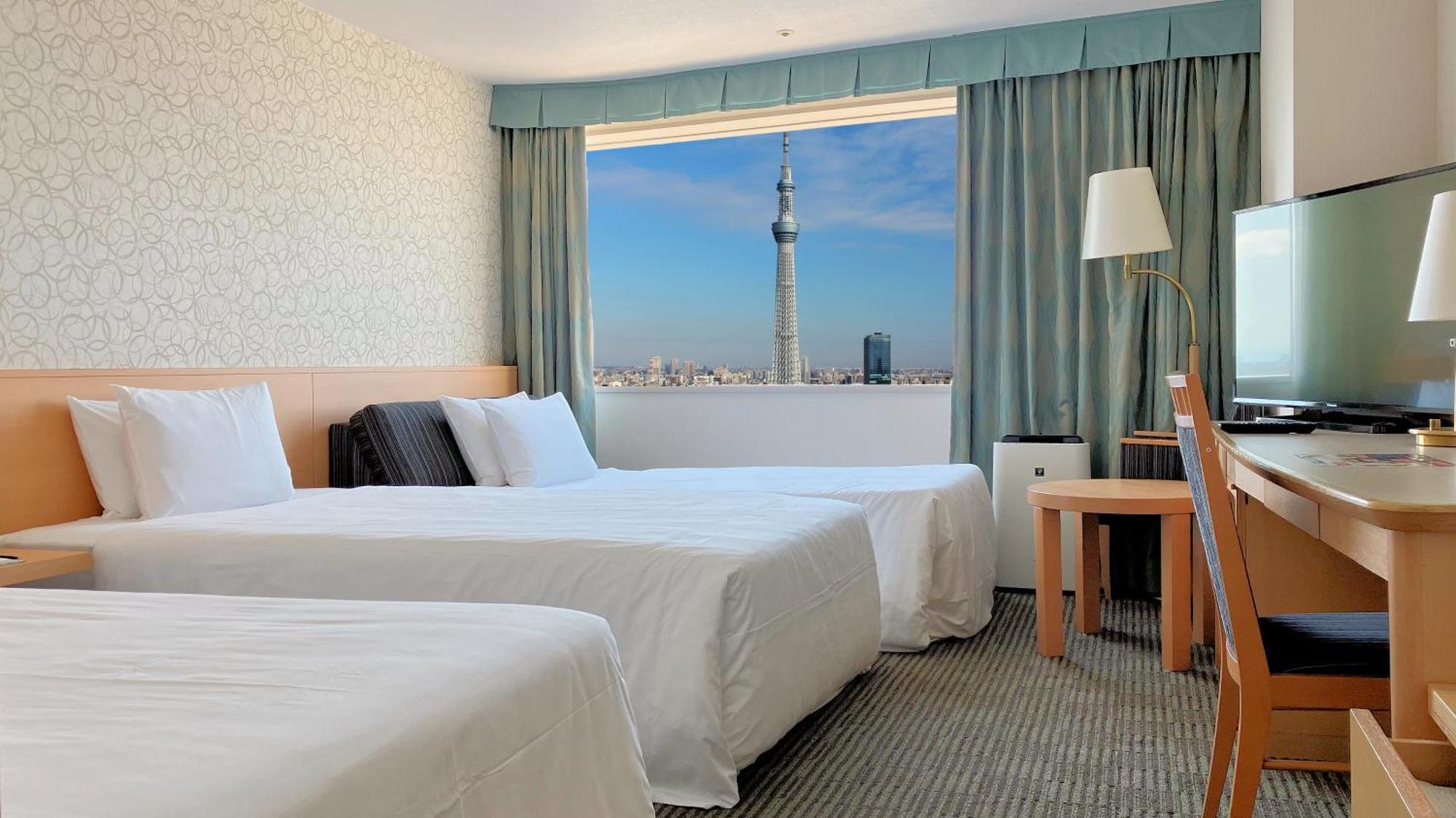Chambre Lits Jumeaux avec Canapé-Lit - Vue sur Tokyo Skytree - Non-Fumeurs